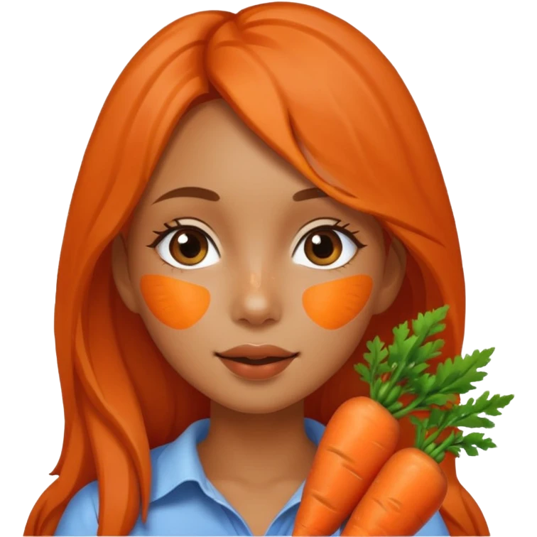 Girl using carrot for a glowy skin emoji
