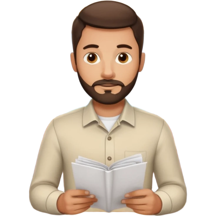 Brunette Guy with very short beard at a restuarant emoji