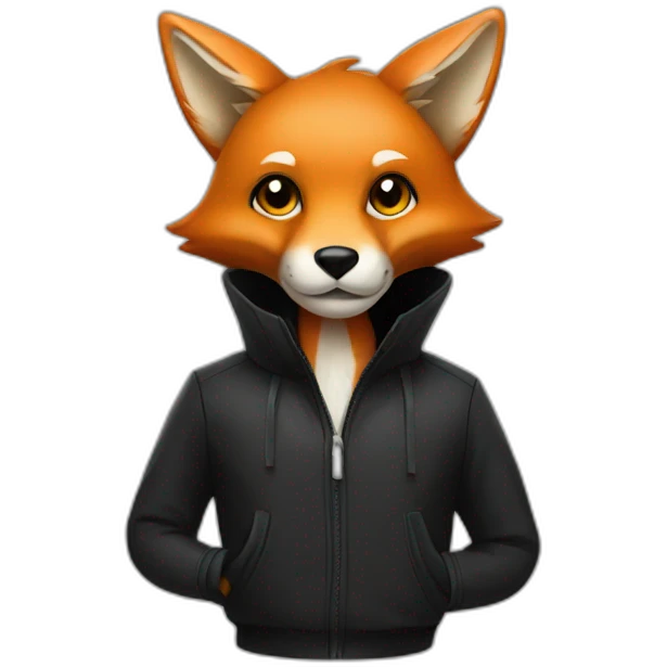Fox wearing black rubber suit emoji