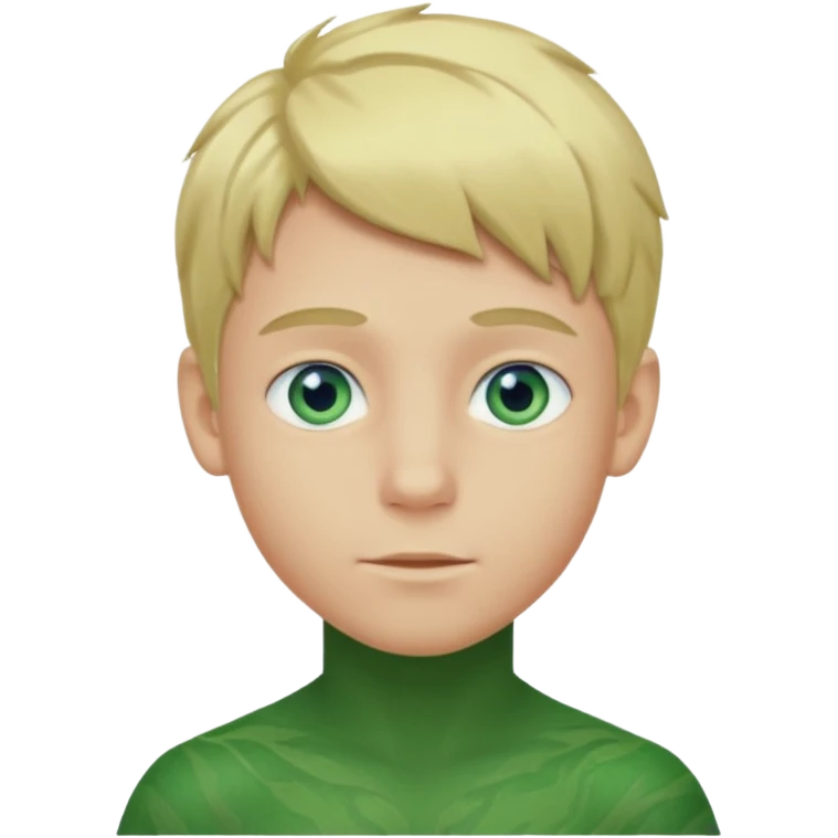 Boy with green skin, blond hair, blue eyes  emoji
