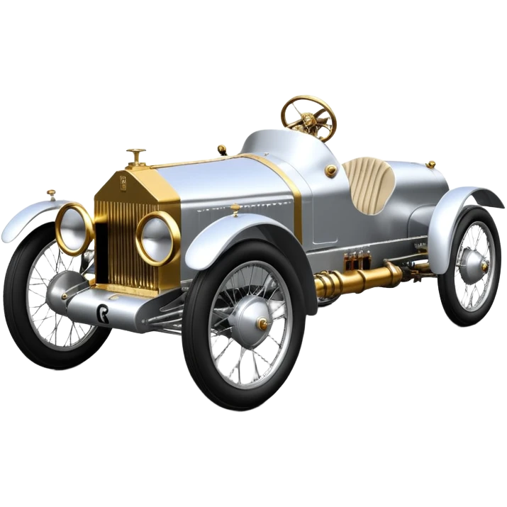  1956 luxury Rolls Royce lowered powerful 4 cylinder engined silver ghost C-3PO racing cyclekart with advanced rugged independent suspension, power steering and disc brakes  emoji