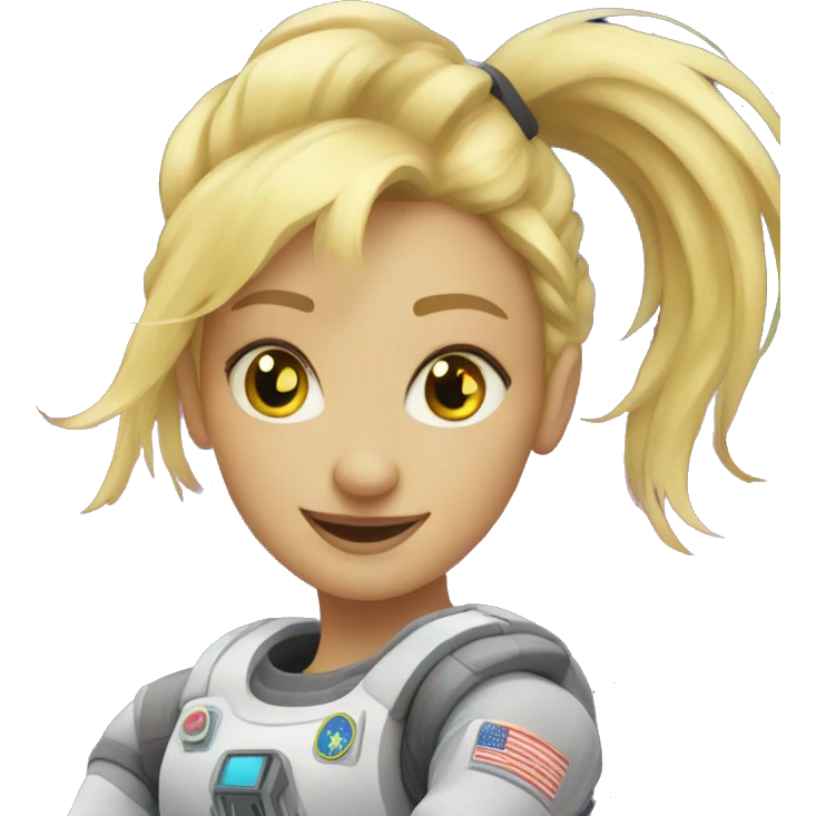 Blonde ponytail girl flys in outer space  emoji
