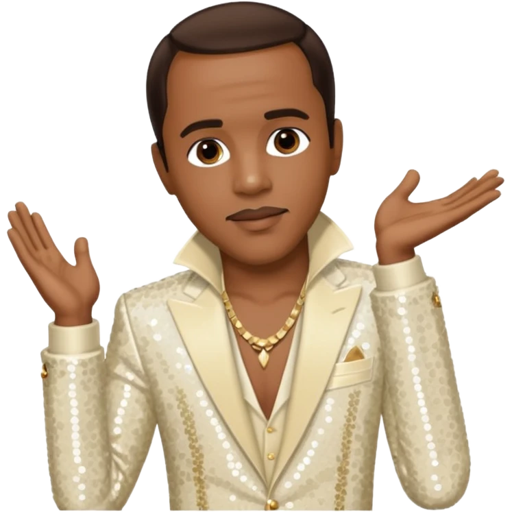Freddie Jackson, R&B Singer with dark brown hair, ivory sequin outfit emoji