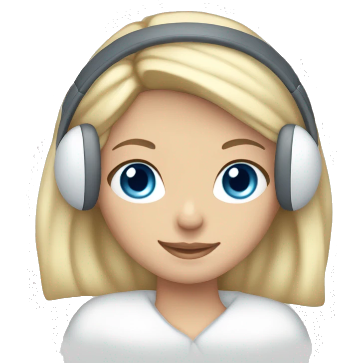 long blonde hair blue eyed girl wearing white earmuffs emoji