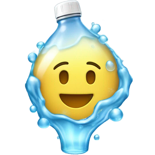 A glowing water bottle with droplets. emoji