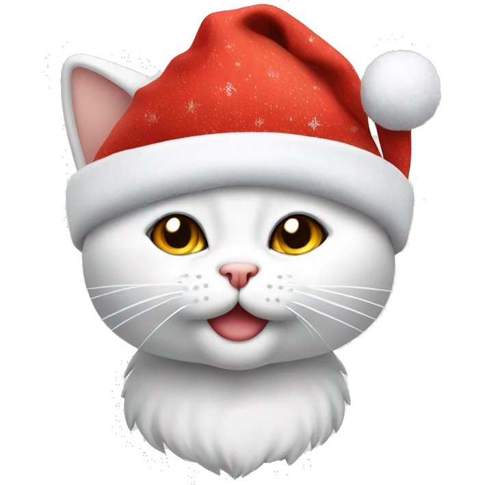 Gato blanco con gorro de navidad emoji