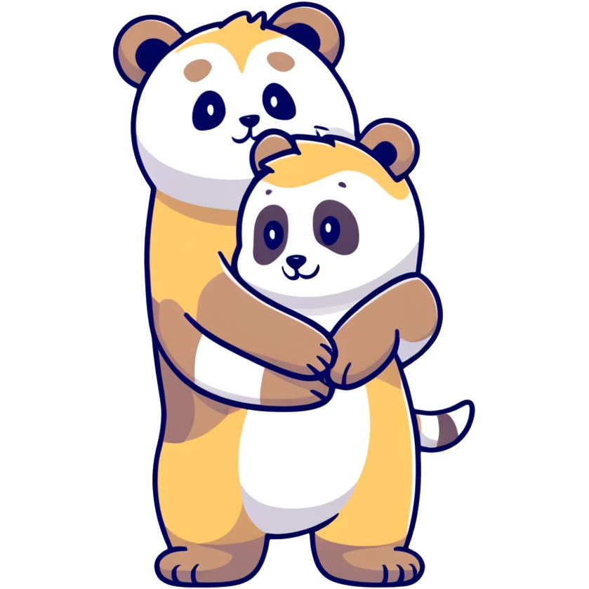Meerkat hug a panda emoji