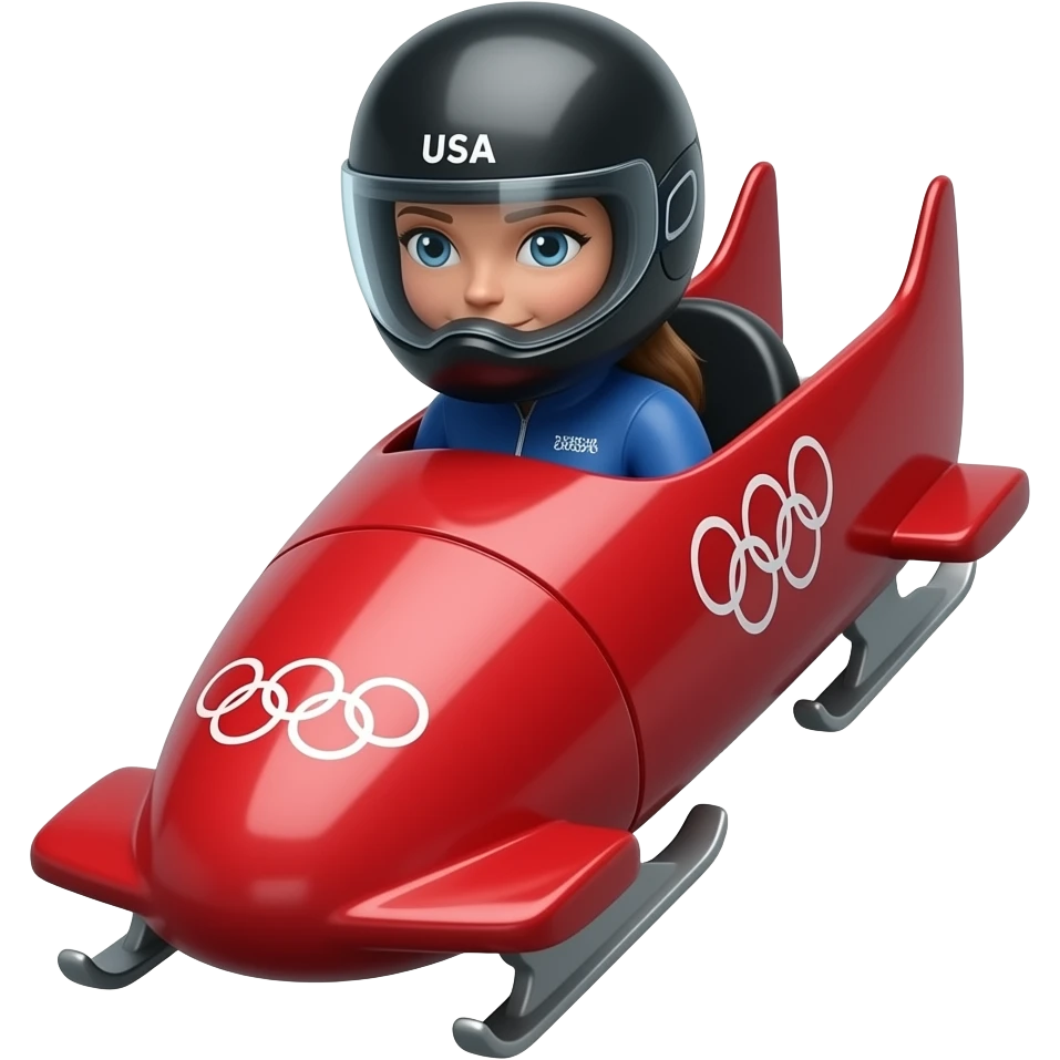 USA Olympic Red Bobsled with female inside emoji