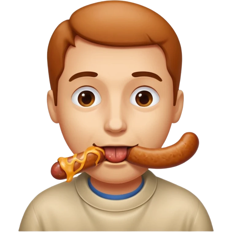 Face eating a sausage emoji