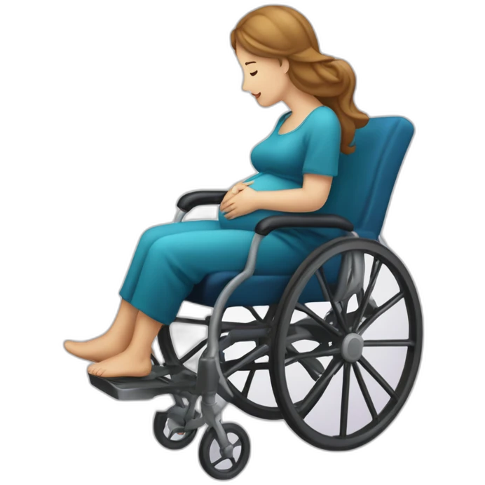 Une femme enceinte en chaise roulante buvant de l’eau emoji