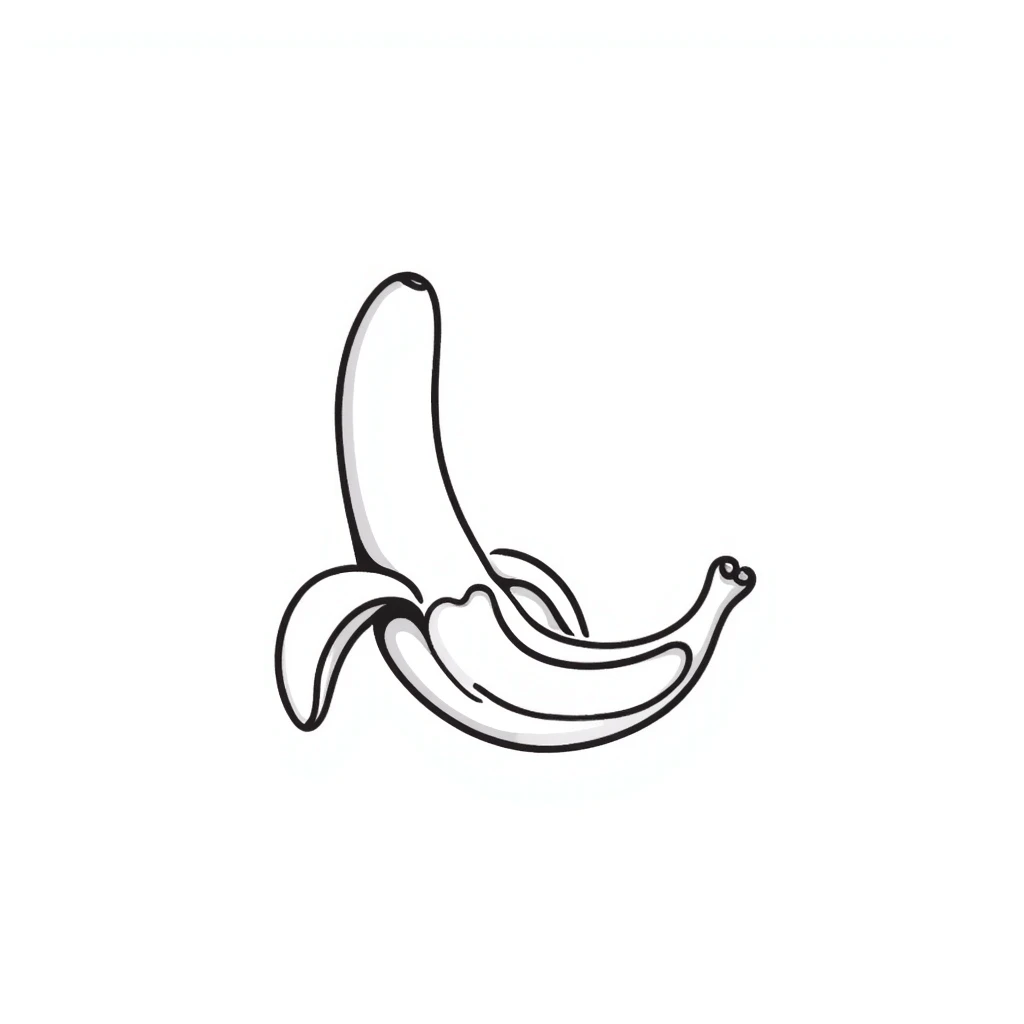 peeled banana, hand drawn doodle style emoji