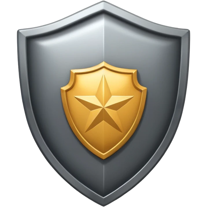 Steel gray shield with bicep flex icon emoji