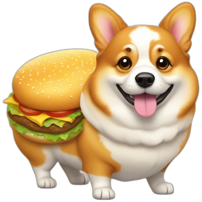 Fat corgi with cheeseburger emoji