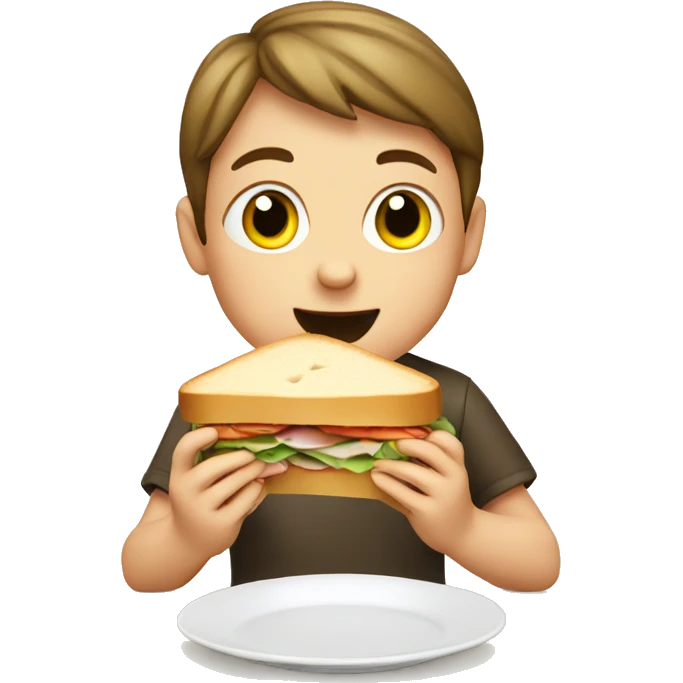 A European child eats a sandwich emoji