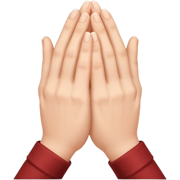 The output image should contain only one emoji.
The emoji should depict two hands gently pressed together in a prayer gesture, with the fingers interlocked tightly and creative way. emoji