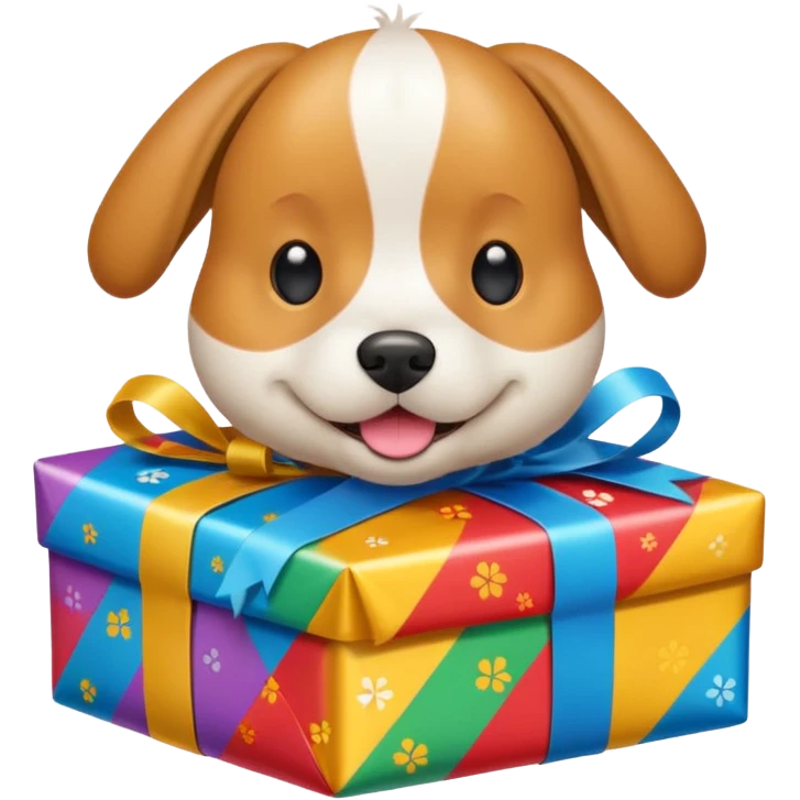 Dog in wrapped paper new yaer  emoji