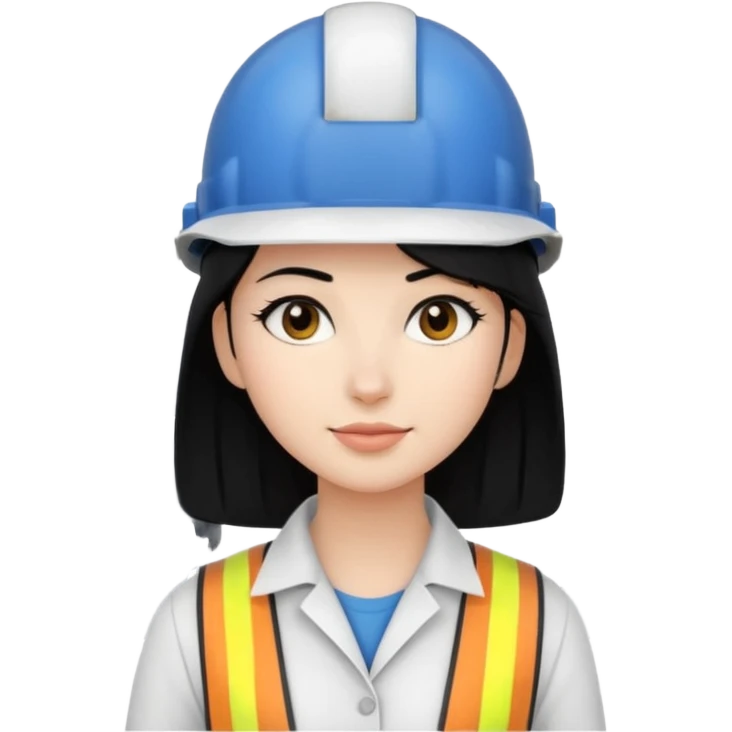 Ingeniera industrial casco blanco y cabello negro emoji