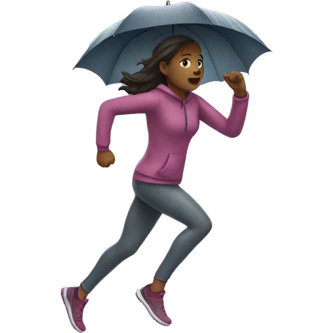 Girl running rainy day emoji