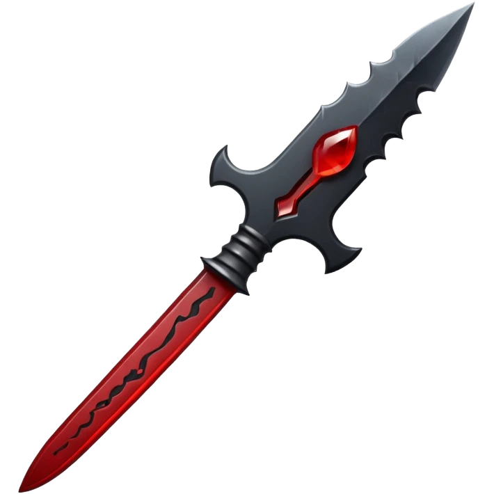 iOS emoji, dark fantasy dagger, obsidian blade, runes, blood drop, clean render, minimalism emoji