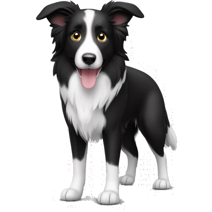 Border Collie Black white with smooth hair and standing ears emoji