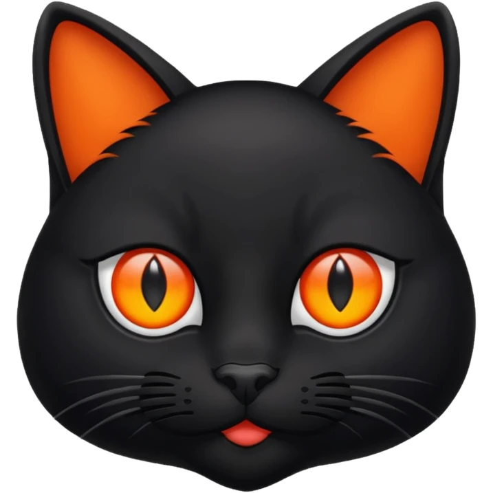Чёрный кот у которого один глаз красный  а второй оранжевый, шерсть кота чёрная  emoji