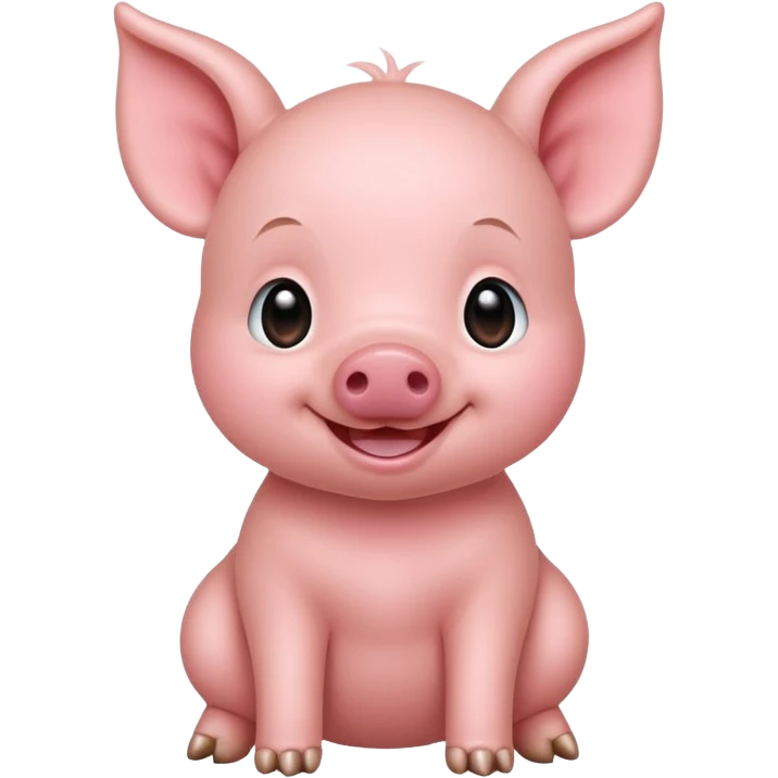 baby Smiling Piglet – standing with round cheeks and happy face emoji