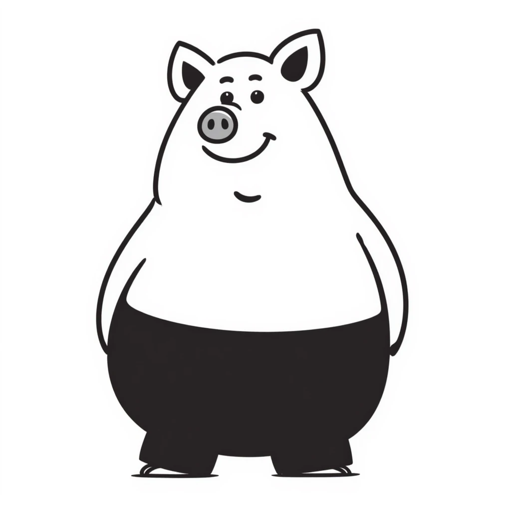massively overweight pig, hand-drawn doodle style emoji