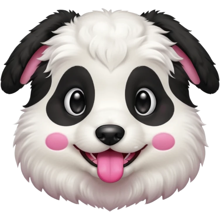 Black and white puppy, smiling, smooth coat emoji