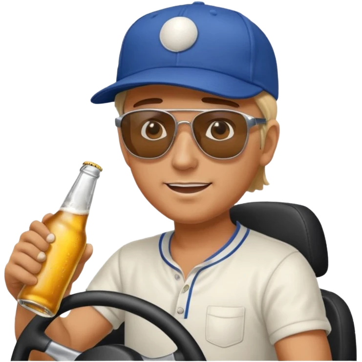 Guy driving car with bottle in hand  emoji