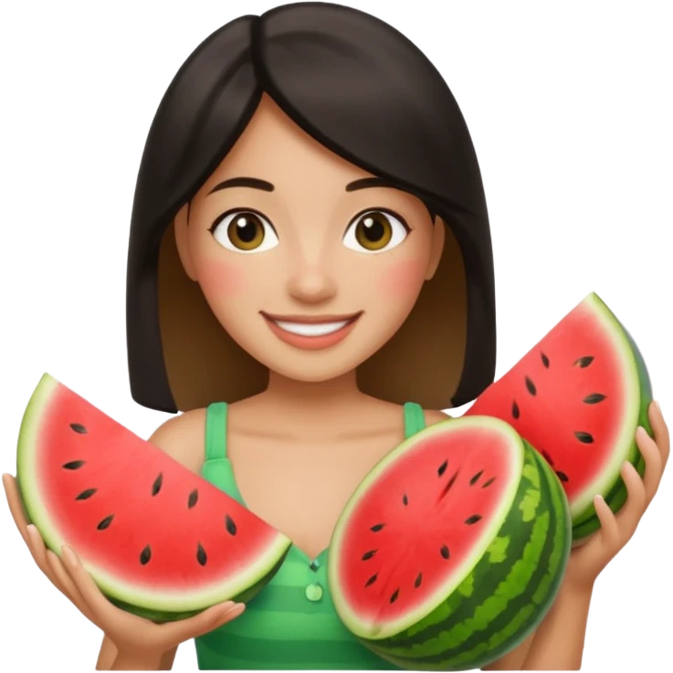Use selfie of Alexandra and add two watermelons emoji
