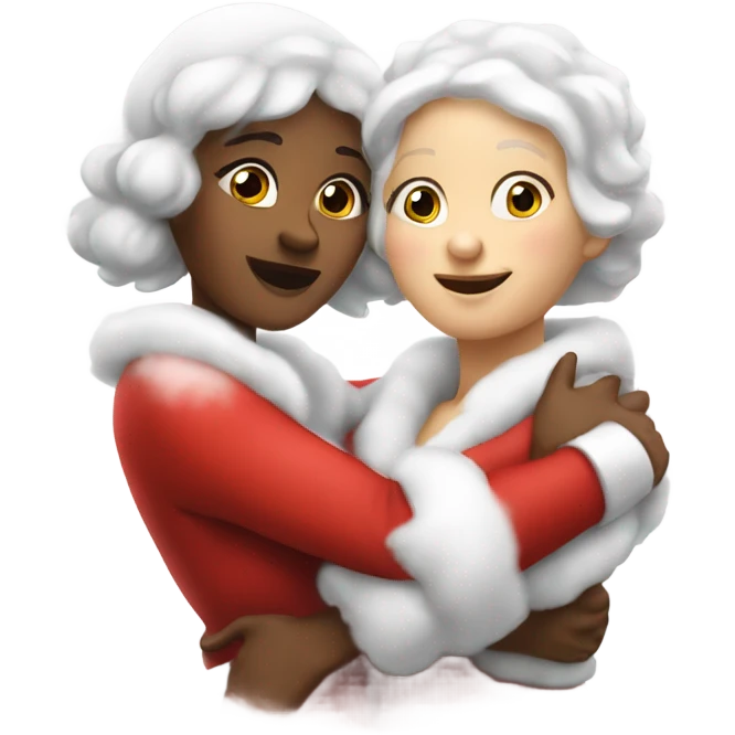 two white mrs claus hugging emoji