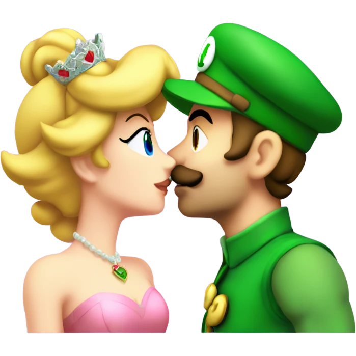 Luigi and princess peach kiss emoji