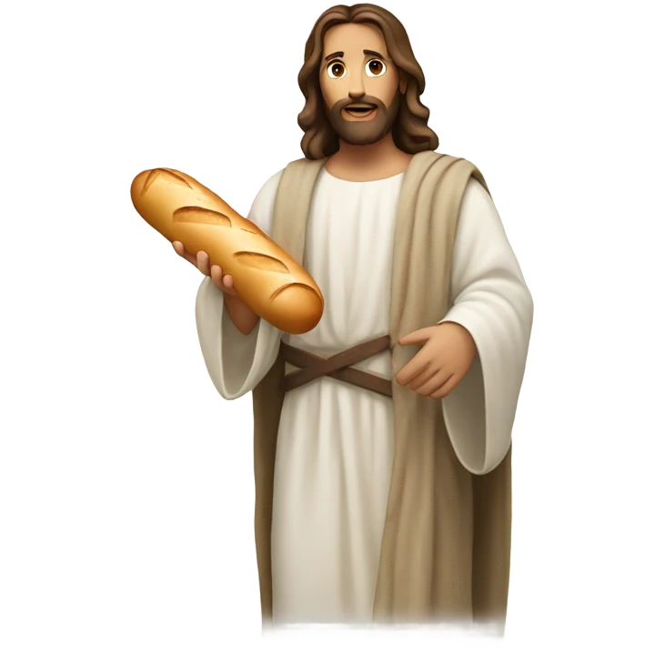 Jesus holding a baguette emoji