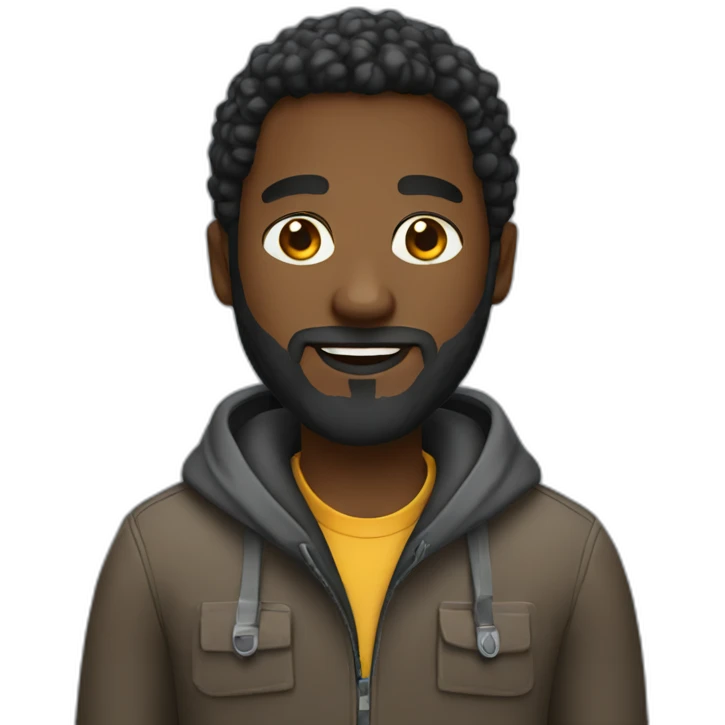 black guy programmer with beard emoji