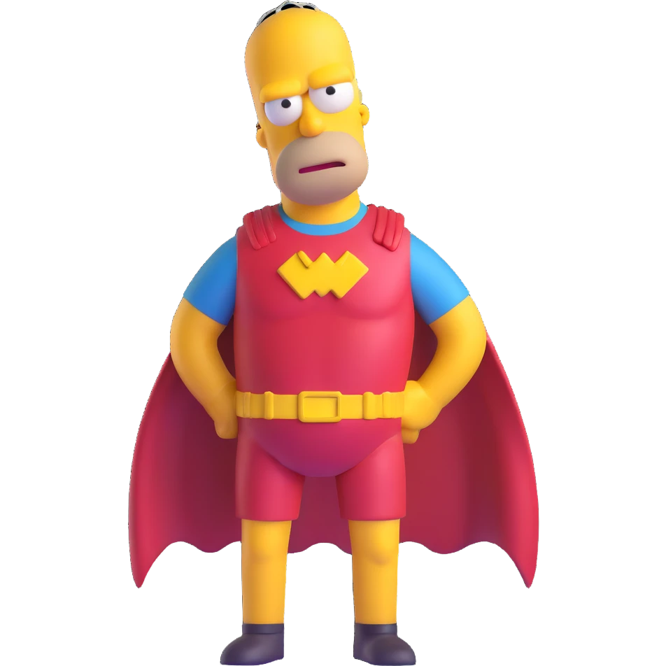 Homer Simpson dressed as a superhero emoji