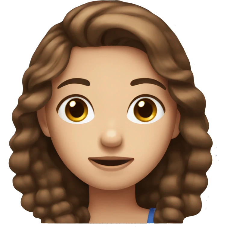 Girl brown hair blue eyes raise hand emoji