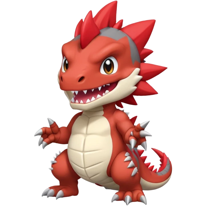 Cute Baby Chibi Digimon-Tyrantrum-Tyrunt-hybrid (full body) emoji