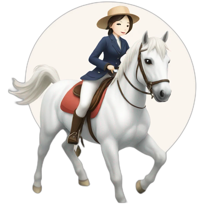 white horse riding japanese cute girl emoji