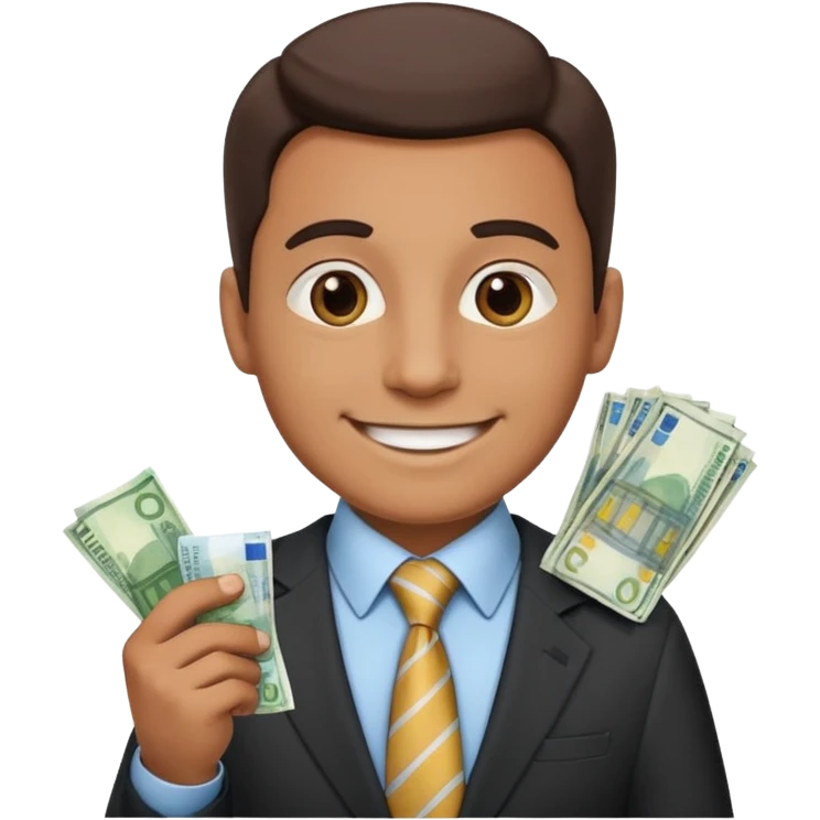 AN UNCLE with a tie in business clothes and with euro money
 emoji