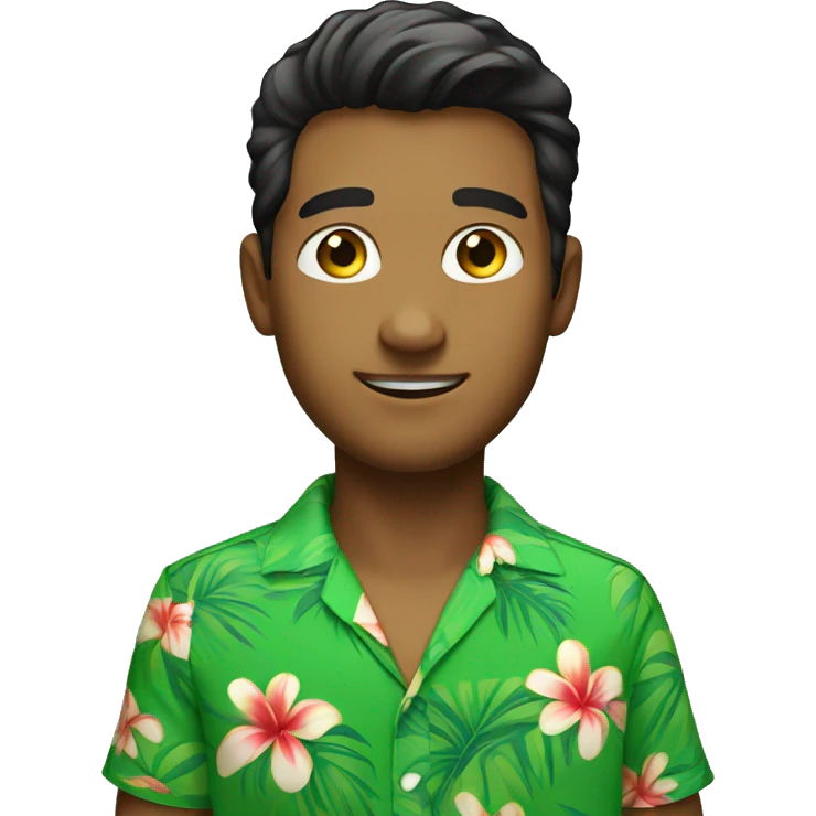 young man wearing bright green hawaiian shirt emoji