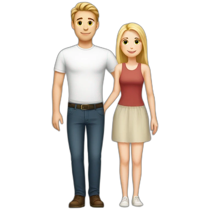A tall white guy and a short white girl couple emoji