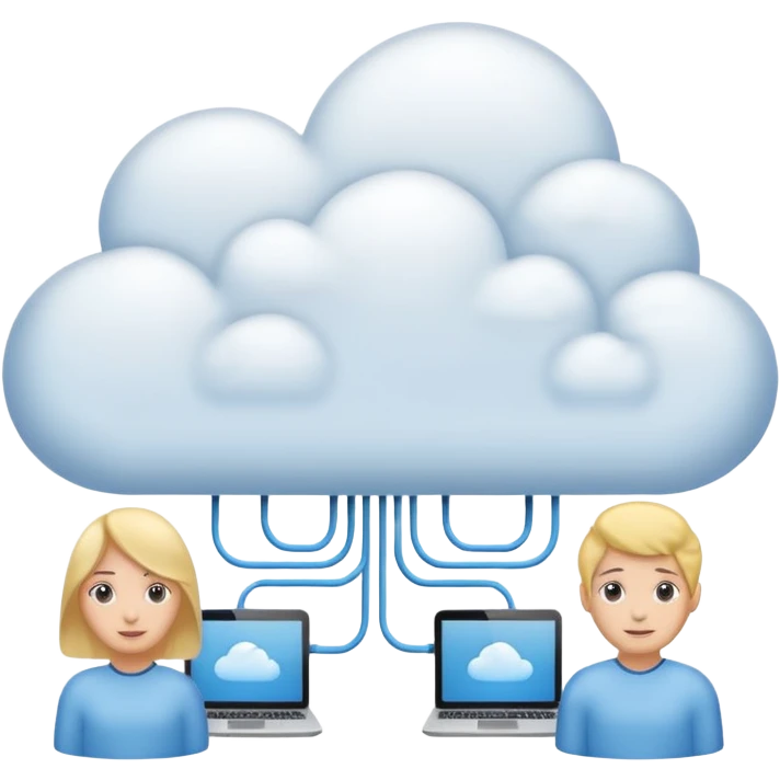 cloud with multiple user avatars, web hosting agency plan emoji