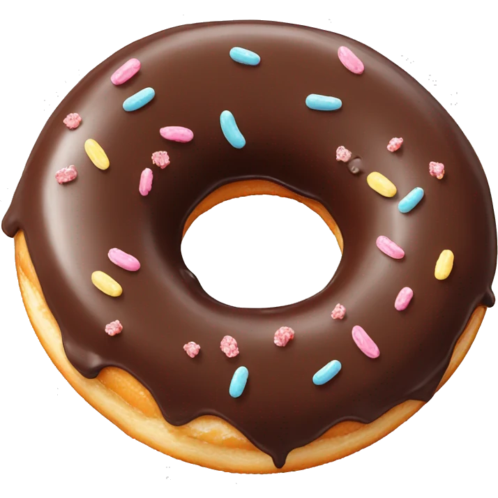 Chocolate frosted donut with a bite eaten emoji
