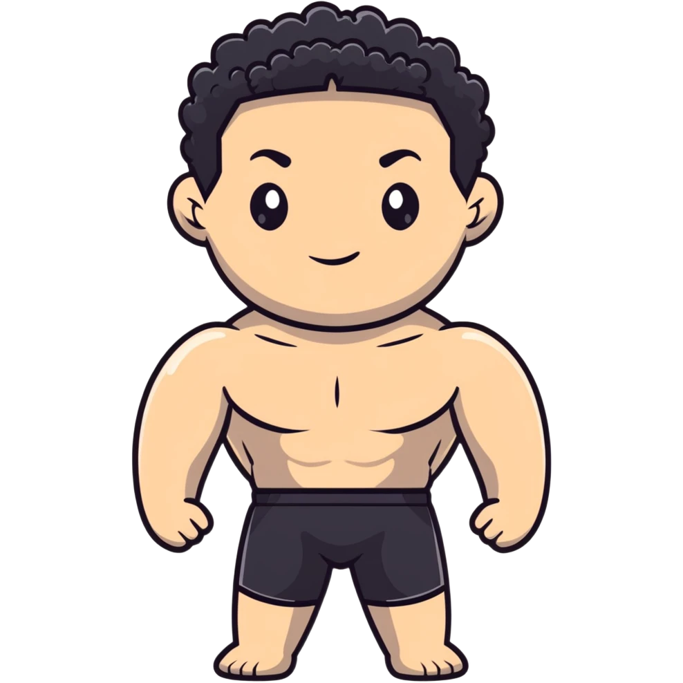 shirtless male athlete with white skin and moderately curly black hair on top with shaved sides emoji