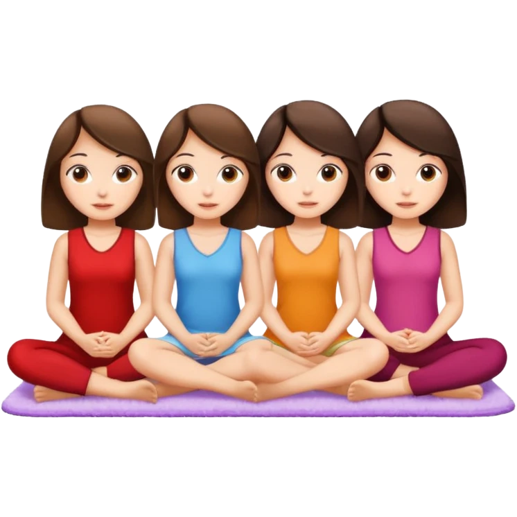 3 brounette girls sitting on a white rug emoji