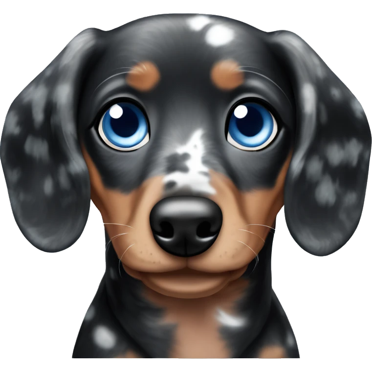 Black merle mini dachshund with one blue eye emoji