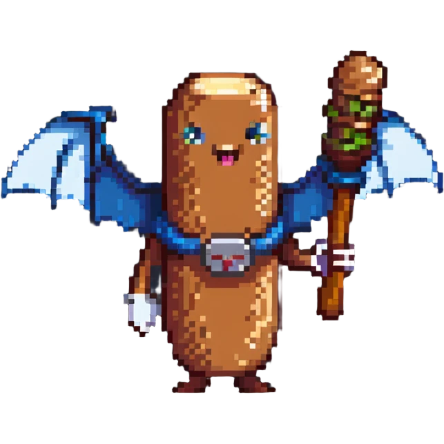 happy sausage character with a bat emoji