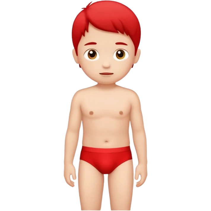 Cute Child without shirt, red underwear emoji