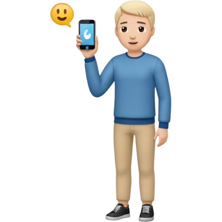 A 3D full body bitmoji talking on mobile with someone emoji
