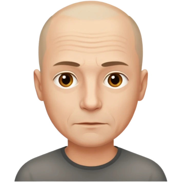 hombre, 50 años poco pelo rapado delgado emoji